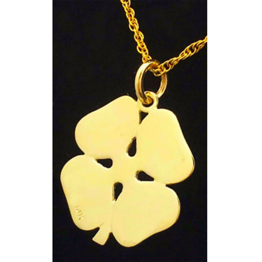 Four Leaf Clover Pendant Solid 14k Yellow Gold